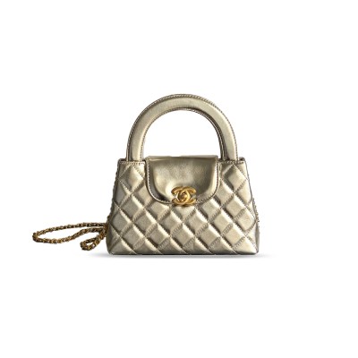 CHANEL GOLD QUILTED LAMBSKIN MINI KELLY GOLD HARDWARE AS4416 (19*13*7cm)